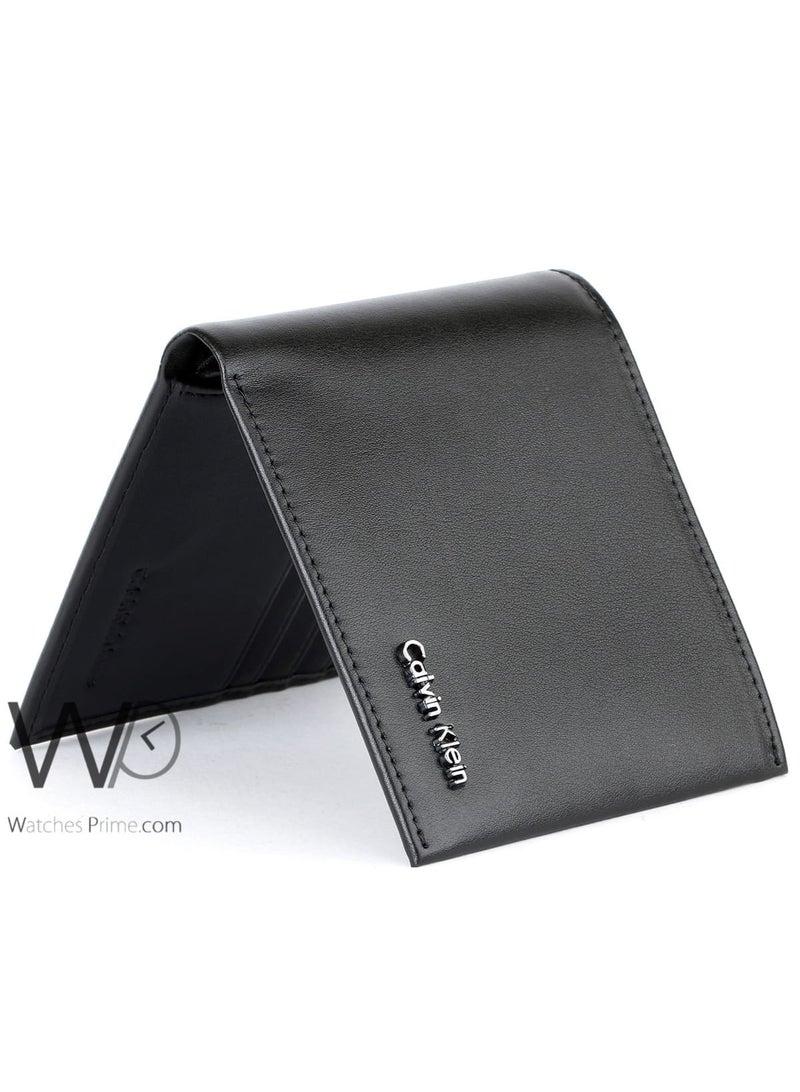 كالفن كلاين جينز محفظة جلدية أصلية للرجال من كالفن كلاين جينز باللون الأسود - Image 5