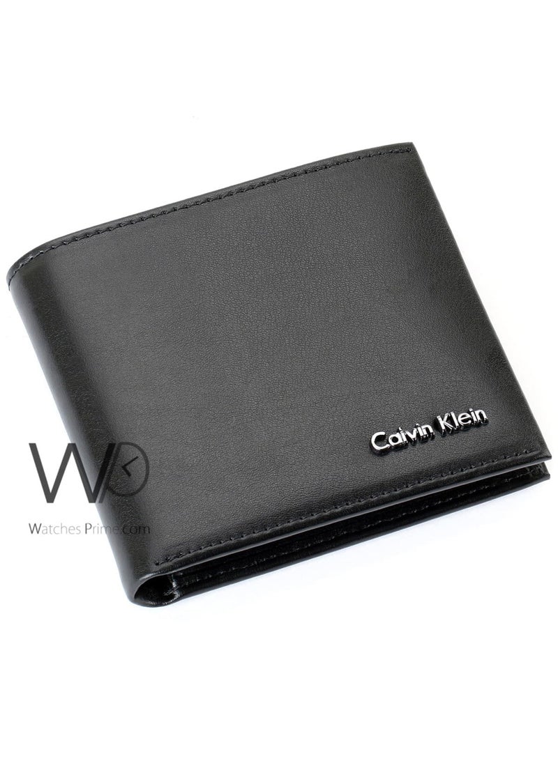 كالفن كلاين جينز محفظة جلدية أصلية للرجال من كالفن كلاين جينز باللون الأسود - Image 1