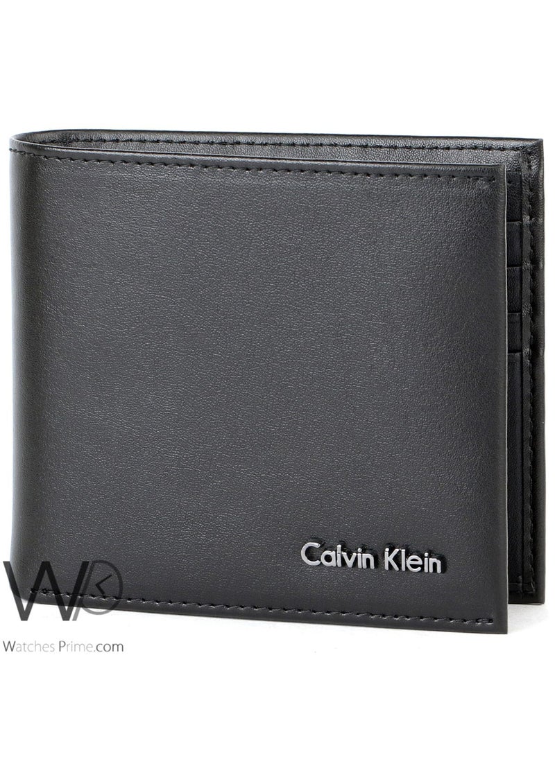 كالفن كلاين جينز محفظة جلدية أصلية للرجال من كالفن كلاين جينز باللون الأسود - Image 4