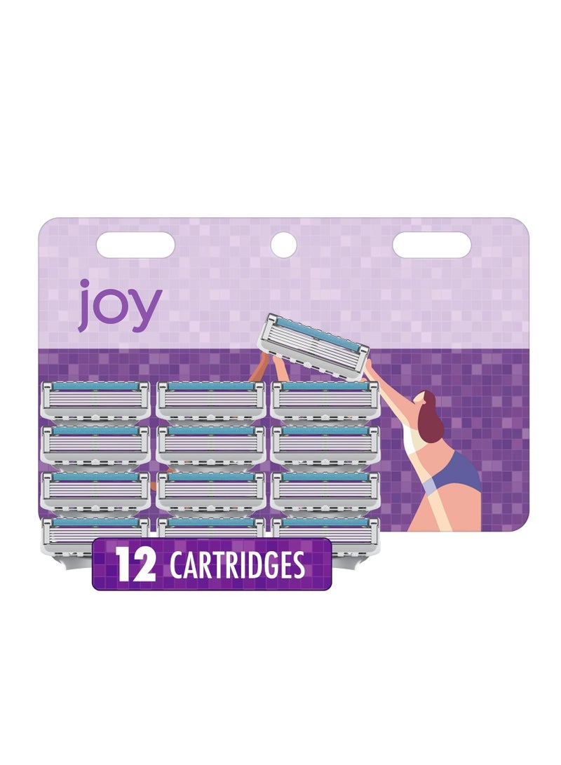 JOY Womens Razor Blade Refills, 12 Count, Purple, Lubrastrip to Help Avoid Skin Irritation - Image 1