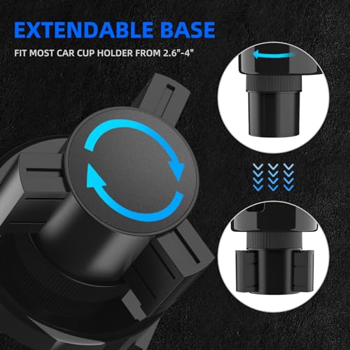 DYLEN Car Cup Holder Expander, Cup Holder Extender Adapter for Car with Expandable Base, Fits Yeti 20/26/30/46oz, Hydroflask 32/40oz, Large Water Bottles in 2.8"-4.2" (16-46oz) - Image 4