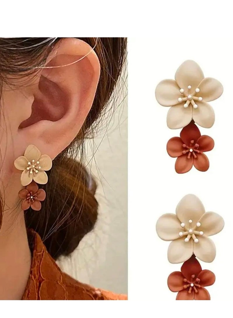 Acrylic Flower Stud Earrings for Women 2pcs Set Hypoallergenic White Floral Earrings, Fashion Jewelry for Birthday, Anniversary, Holiday Gifts - Image 3