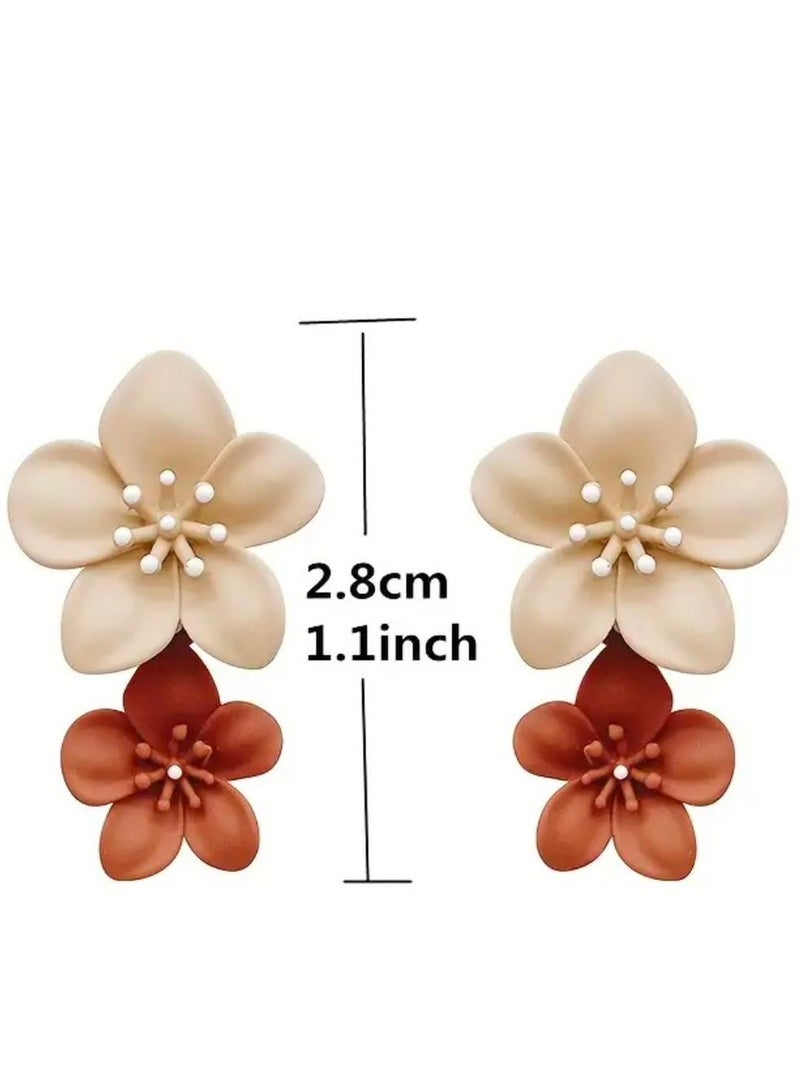 Acrylic Flower Stud Earrings for Women 2pcs Set Hypoallergenic White Floral Earrings, Fashion Jewelry for Birthday, Anniversary, Holiday Gifts - Image 4