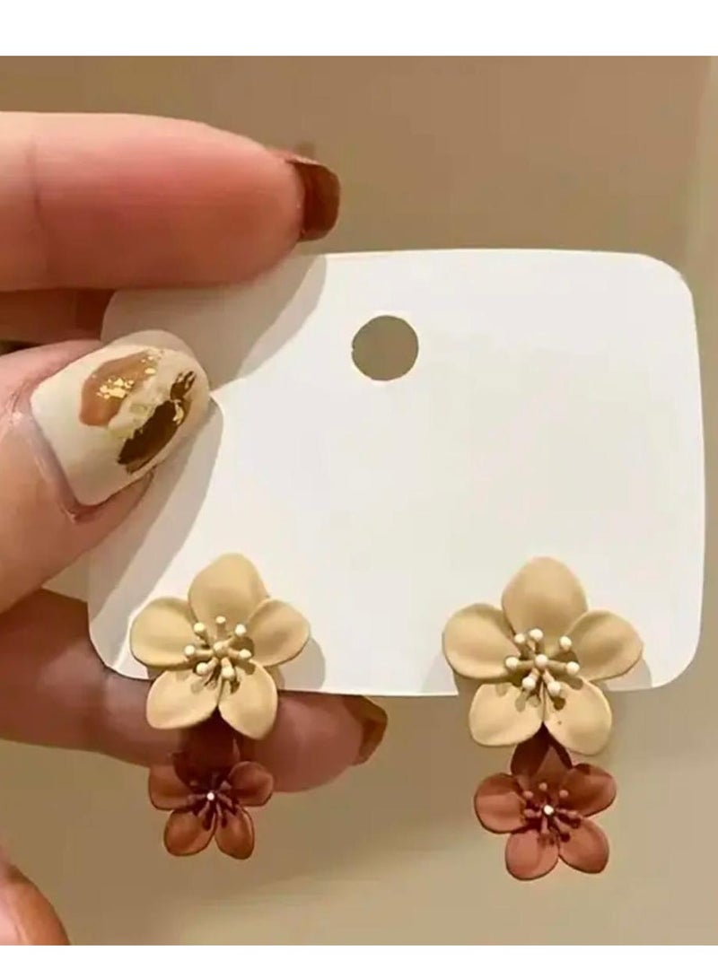 Acrylic Flower Stud Earrings for Women 2pcs Set Hypoallergenic White Floral Earrings, Fashion Jewelry for Birthday, Anniversary, Holiday Gifts - Image 5