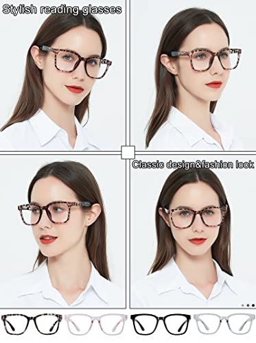 AEZUNI Oversize Square Reading Glasses for Women Oversized Trendy Large Readers 100 150 200 250 300 350 Demi10 - Image 3