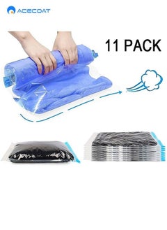 ACECOAT Compression Bags - Travel Accessories - 11 Pack Space Saver Bags - No Vacuum or Pump Needed - Vacuum Storage Bags for Travel Essentials - Home Packing-Organizers (Clear)  - Image 1