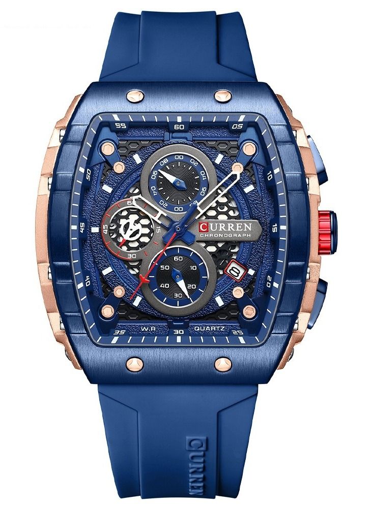 كارين رجالي كوارتز الرياضة ووتش سيليكون حالة سبيكة ووتش أزياء متعددة الوظائف مقاومة للاهتراء الزجاج مضيئة عرض توقيت التقويم ووتش تاريخ - Image 1