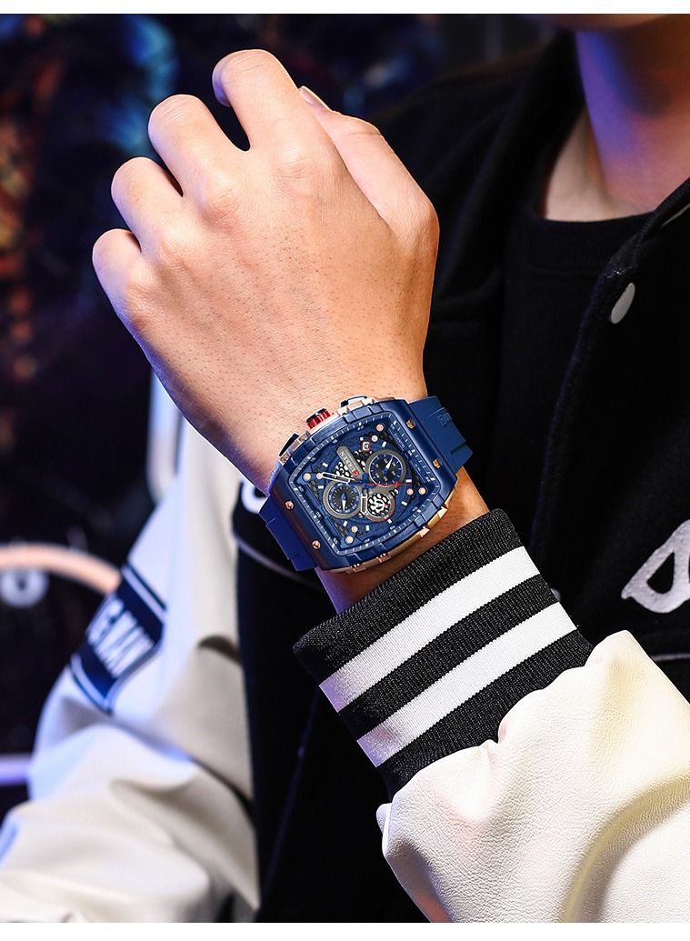 كارين رجالي كوارتز الرياضة ووتش سيليكون حالة سبيكة ووتش أزياء متعددة الوظائف مقاومة للاهتراء الزجاج مضيئة عرض توقيت التقويم ووتش تاريخ - Image 4