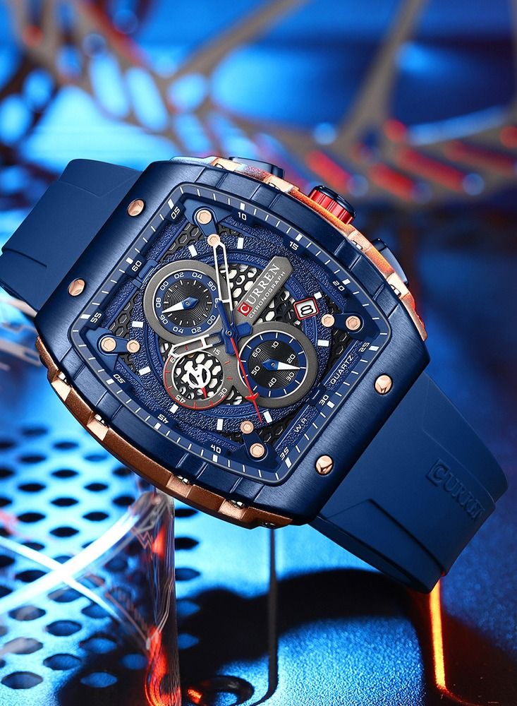 كارين رجالي كوارتز الرياضة ووتش سيليكون حالة سبيكة ووتش أزياء متعددة الوظائف مقاومة للاهتراء الزجاج مضيئة عرض توقيت التقويم ووتش تاريخ - Image 3