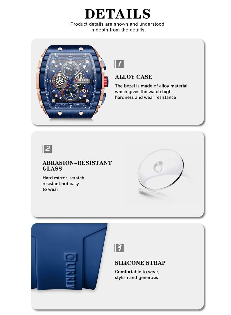 كارين رجالي كوارتز الرياضة ووتش سيليكون حالة سبيكة ووتش أزياء متعددة الوظائف مقاومة للاهتراء الزجاج مضيئة عرض توقيت التقويم ووتش تاريخ - Image 5