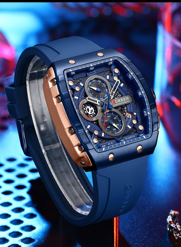 كارين رجالي كوارتز الرياضة ووتش سيليكون حالة سبيكة ووتش أزياء متعددة الوظائف مقاومة للاهتراء الزجاج مضيئة عرض توقيت التقويم ووتش تاريخ - Image 2