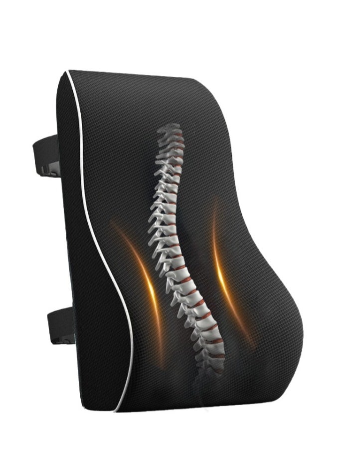 Generic - Lumbar Support Pillow for Office Chair Back Support Pillow for Car, Computer, Gaming Chair, Recliner Memory Foam Back Cushion for Back Pain Relief Improve Posture, Mesh Cover Double Adjustable Straps - Image 1