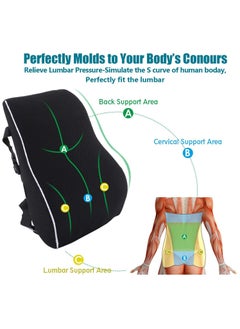 Generic Lumbar Support Pillow for Office Chair Back Support Pillow for Car, Computer, Gaming Chair, Recliner Memory Foam Back Cushion for Back Pain Relief Improve Posture, Mesh Cover Double Adjustable Straps  - Image 2