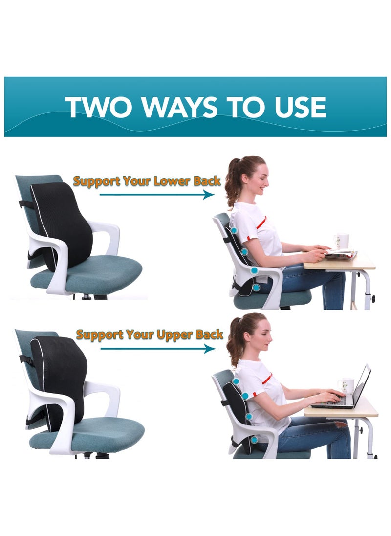 Generic - Lumbar Support Pillow for Office Chair Back Support Pillow for Car, Computer, Gaming Chair, Recliner Memory Foam Back Cushion for Back Pain Relief Improve Posture, Mesh Cover Double Adjustable Straps - Image 1