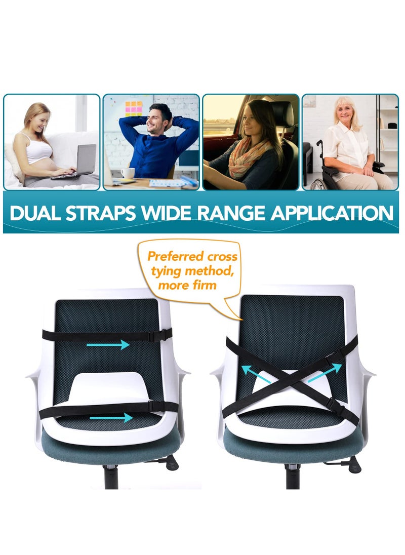 Generic - Lumbar Support Pillow for Office Chair Back Support Pillow for Car, Computer, Gaming Chair, Recliner Memory Foam Back Cushion for Back Pain Relief Improve Posture, Mesh Cover Double Adjustable Straps - Image 1