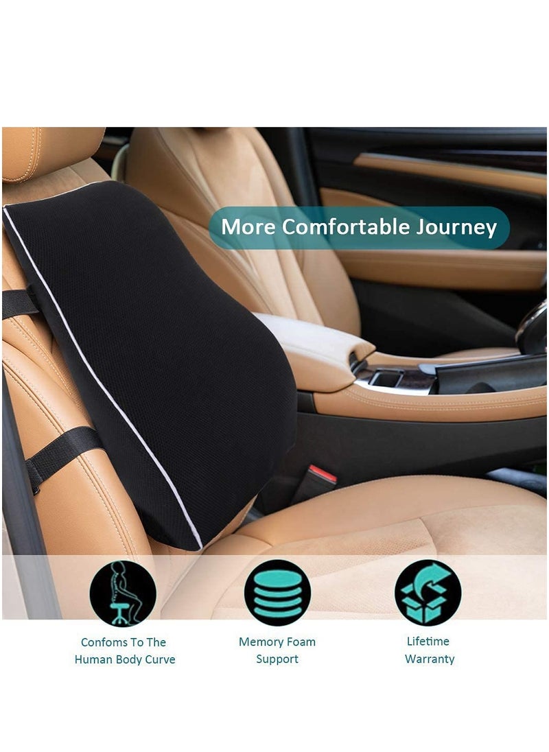 Generic - Lumbar Support Pillow for Office Chair Back Support Pillow for Car, Computer, Gaming Chair, Recliner Memory Foam Back Cushion for Back Pain Relief Improve Posture, Mesh Cover Double Adjustable Straps - Image 1