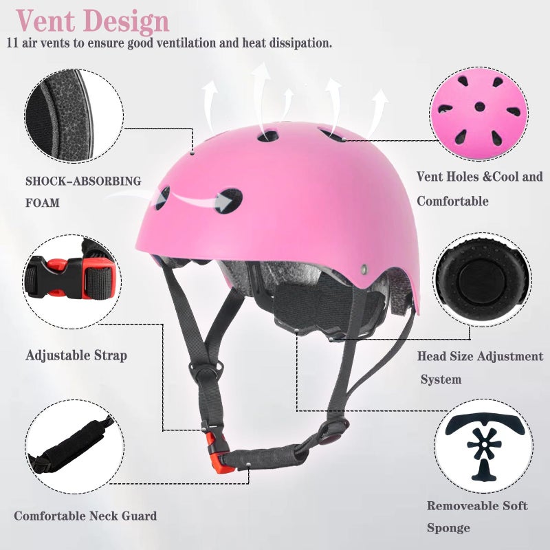 FOOKCIAN Kids Helmet,Toddler Skateboard Helmets for Ages 2-3-5-8-14 Years Boys Girls with Knee and Elbow Pads Wrist Guards fit Roller Skates,Skateboarding,Skating Scooter Adjustable Kids Helmet - Image 5