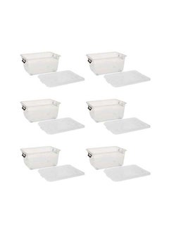 33L Clear Plastic Storage Set of 6 Box with Wheels & Lockable Lid
