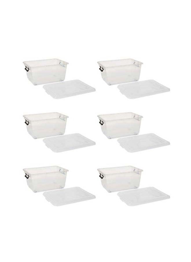 Cosmoplast 33L Clear Plastic Storage Set of 6 Box with Wheels & Lockable Lid  - Image 1
