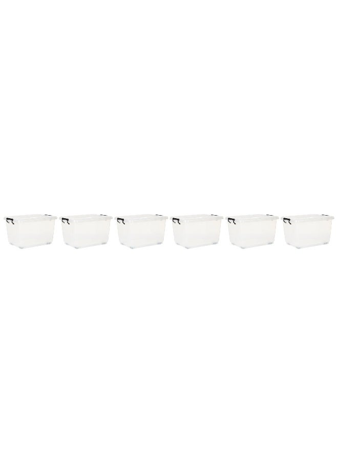 Cosmoplast - 33L Clear Plastic Storage Set of 6 Box with Wheels & Lockable Lid - Image 1