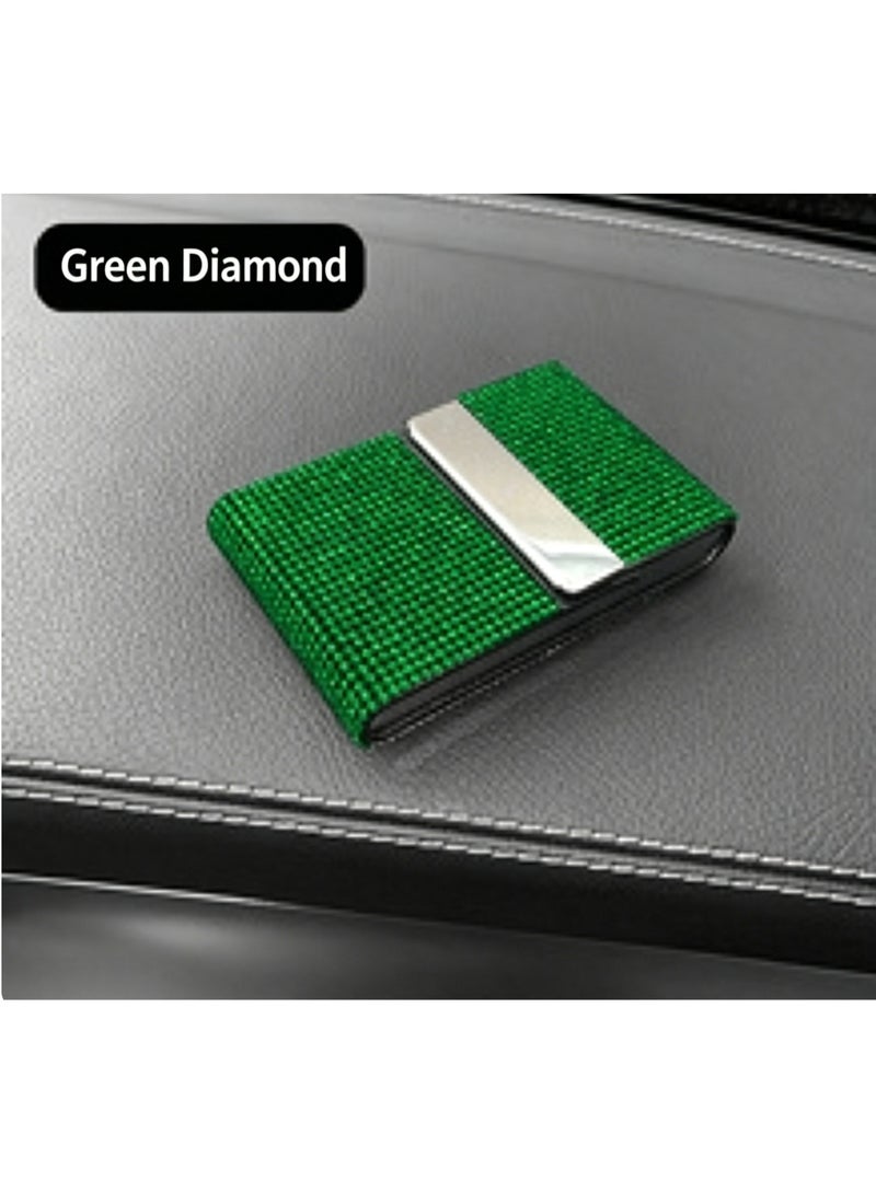 Bling Rhinestone Card Holder, Crystal Diamond Credit Card & Driver License Case,  Business Card Organizer with Metal Clip, Luxury Bling Wallet for Women.