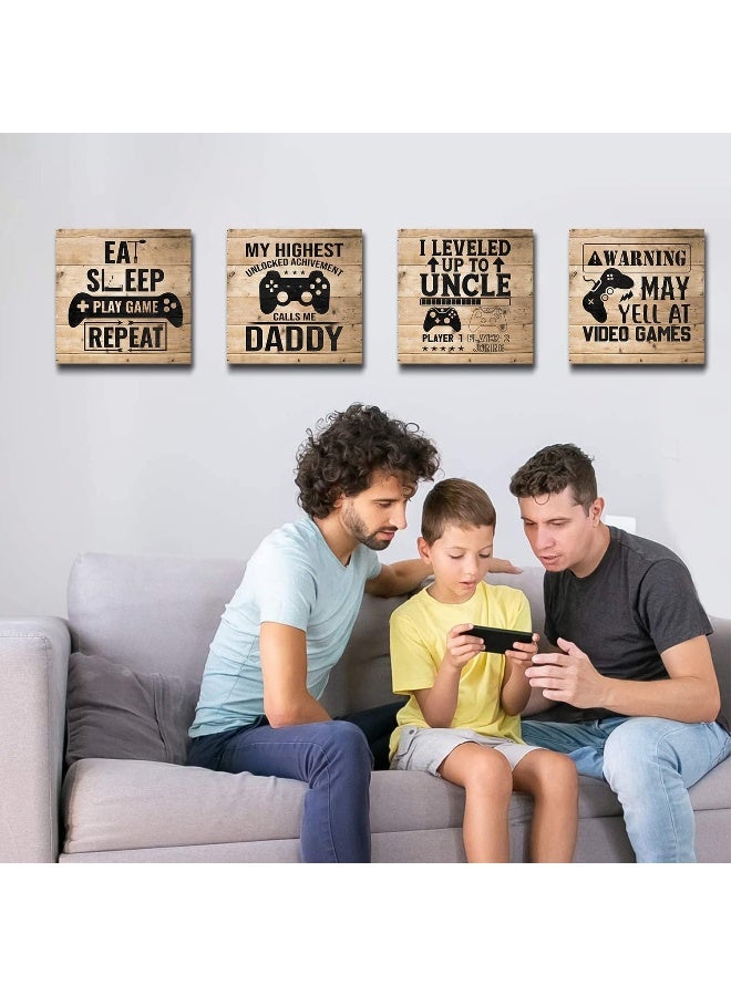 sunfrower Kids Room Decorations Game Posters for Boys Room Gaming Canvas Wall Art Farmhouse Funny Signs Artwork Gamer Playroom Wall Decor Video Gamepad Picture Nursery Bedroom Painting Boy Gifts 12x12" 4Pcs - Image 4