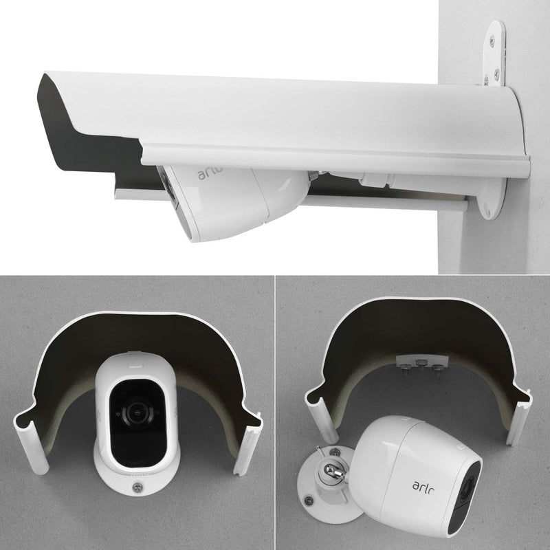 يو او جي دبليو غطاء الشمس والمطر والظل من (عبوتين) متوافق مع Blink XT و XT2 و Blink Outdoor الجديد بالكامل و Arlo و WyzeCam و Nest و Ring و Simplisafe، سقف واقي لكاميرات الأمان الخارجية، مادة سبائك الألومنيوم (أبيض) - Image 5