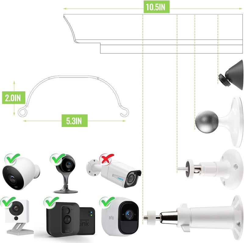 يو او جي دبليو غطاء الشمس والمطر والظل من (عبوتين) متوافق مع Blink XT و XT2 و Blink Outdoor الجديد بالكامل و Arlo و WyzeCam و Nest و Ring و Simplisafe، سقف واقي لكاميرات الأمان الخارجية، مادة سبائك الألومنيوم (أبيض) - Image 4