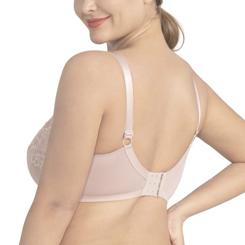 HSIA Minimizer Bras for Women Enchante Full Coverage Underwire Bras Plus Size Lifting Floral Lace Bra for Heavy Breast Dark Pink - Image 4