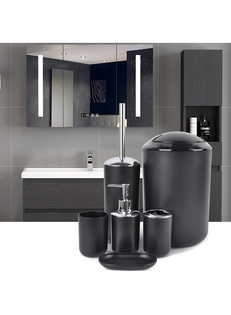 Bathroom Accessories, Set 6 Piece Bath Ensemble includes Soap Dispenser, Toothbrush Holder, Toothbrush Cup, Soap Dish for Decorative Countertop and Housewarming Gift (black) - Image 5