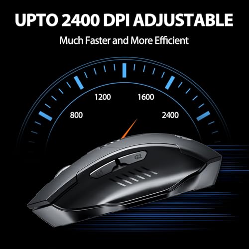 INPHIC A9 Explorer Wireless Mouse, 2.4G/Bluetooth 5.0, RGB Lighting, 2400 DPI, Visible Battery, Type-C Charging (Gray) - Image 2