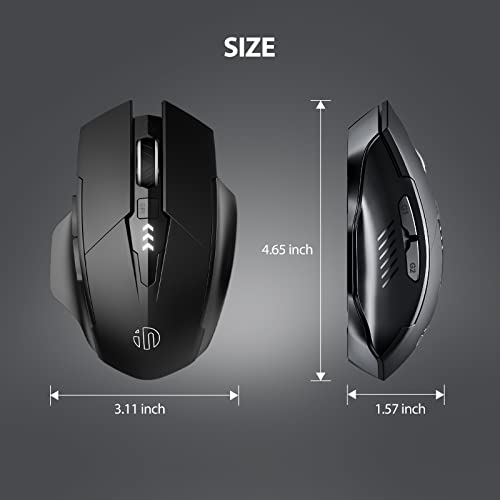 INPHIC A9 Explorer Wireless Mouse, 2.4G/Bluetooth 5.0, RGB Lighting, 2400 DPI, Visible Battery, Type-C Charging (Gray) - Image 5
