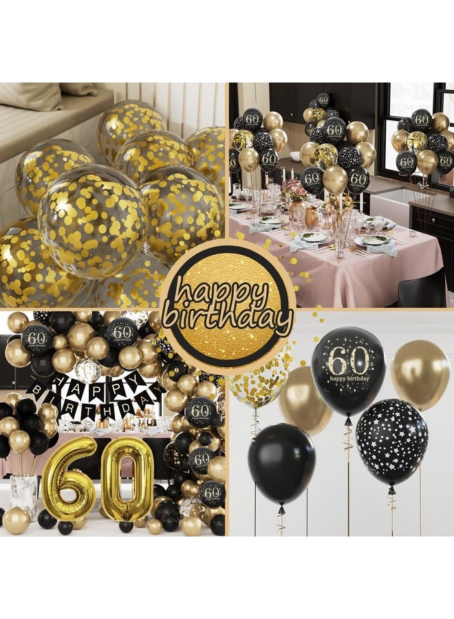 Sllyfo 60Th Birthday Decorations For Men Women Black And Gold 60Th Birthday Balloons Set Party Decorations With Happy 60Th Birthday Decorations Banner，Black Gold Decor For 60Th Birthday Party - Image 3