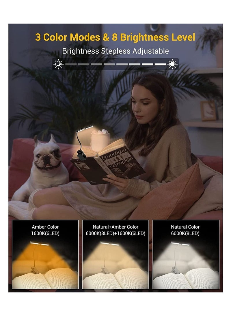 Captaintech 14 LED Book Light, Book Light for Reading in Bed, Touch Control Reading Light with 3 Colors & 8 Brightness, Reading Lights for Books in Bed, Portable & Adjustable Rechargeable Reading Lamp - Image 2