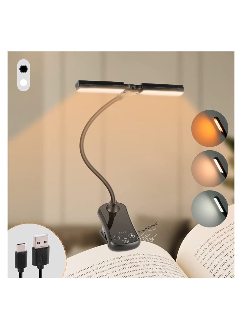 Captaintech 14 LED Book Light, Book Light for Reading in Bed, Touch Control Reading Light with 3 Colors & 8 Brightness, Reading Lights for Books in Bed, Portable & Adjustable Rechargeable Reading Lamp - Image 1