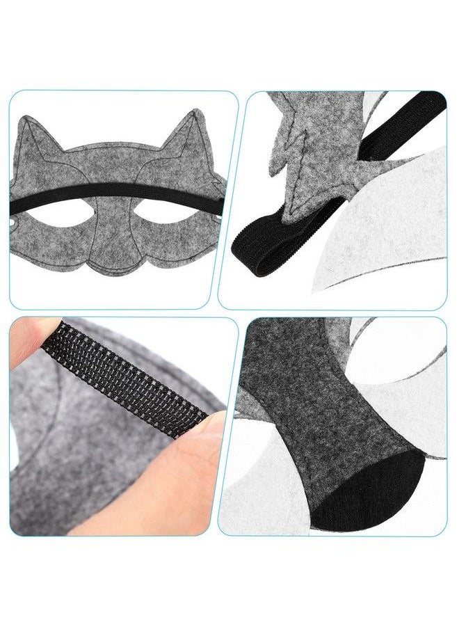 NUOBESTY - 3Pcs Wolf Animals Plastic Felt Half Face Black Wolf Animal Masquerade For Kids Halloween Masks Dress Up Party Supplies (Grey) - Image 1