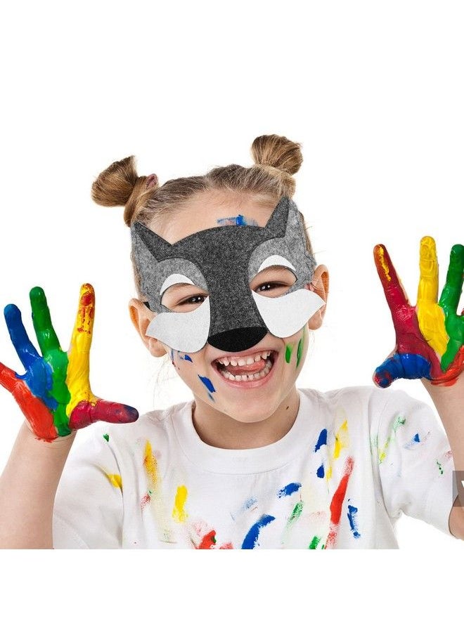 NUOBESTY - 3Pcs Wolf Animals Plastic Felt Half Face Black Wolf Animal Masquerade For Kids Halloween Masks Dress Up Party Supplies (Grey) - Image 1