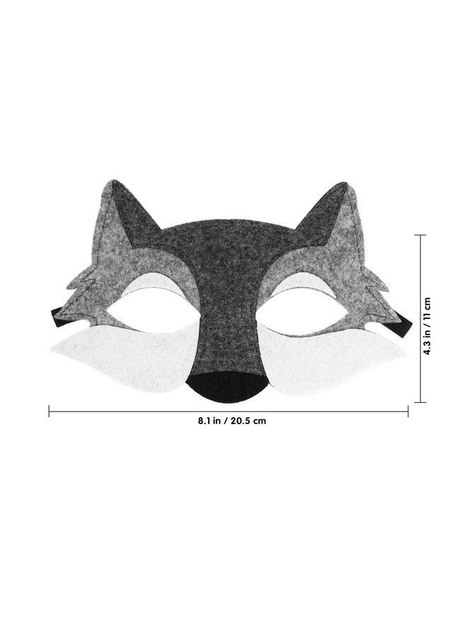 NUOBESTY - 3Pcs Wolf Animals Plastic Felt Half Face Black Wolf Animal Masquerade For Kids Halloween Masks Dress Up Party Supplies (Grey) - Image 1