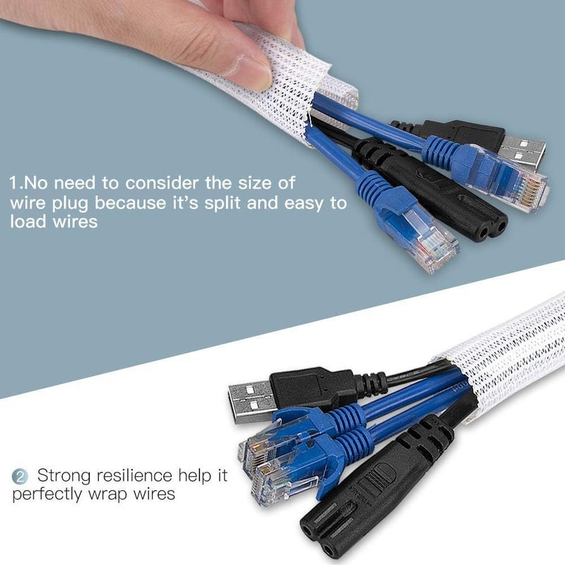 AGPtek Cable Cover, 10FT - 4/5 Inch Cable Management Wire Organizer Under Desk, Computer Wire Cover for Office, Cable Protector, Protects Cables From Chew - Image 3