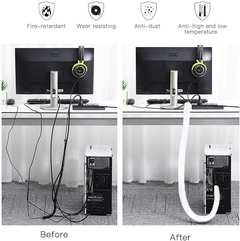 AGPtek Cable Cover, 10FT - 4/5 Inch Cable Management Wire Organizer Under Desk, Computer Wire Cover for Office, Cable Protector, Protects Cables From Chew - Image 4