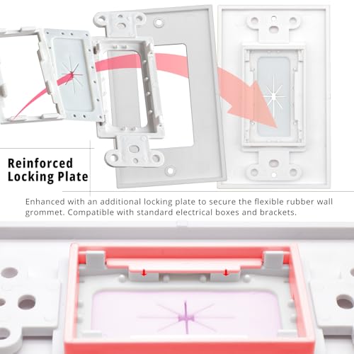 XGGYA Flexible Rubber Wall Plate Cable Pass Through,Standard Size Cable Wall Plate,1-Gang,4.50" x 2.75,Rubber Wall Grommets Insert for Low Voltage Cables,Home Theater System,1 Pack - Image 5
