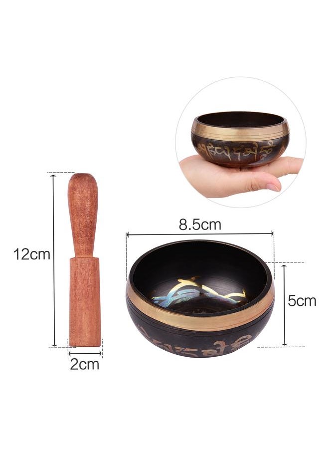 Thoraya Tibetan Singing Bowl Set with 8.5cm/3.3inch Handmade Metal Sound Bowl & Soft Cushion(random color delivery) & Wooden Striker for Meditation Sound Chakra Healing Yoga Relaxation  - Image 2