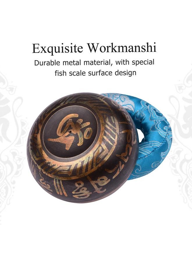 Thoraya Tibetan Singing Bowl Set with 8.5cm/3.3inch Handmade Metal Sound Bowl & Soft Cushion(random color delivery) & Wooden Striker for Meditation Sound Chakra Healing Yoga Relaxation  - Image 5