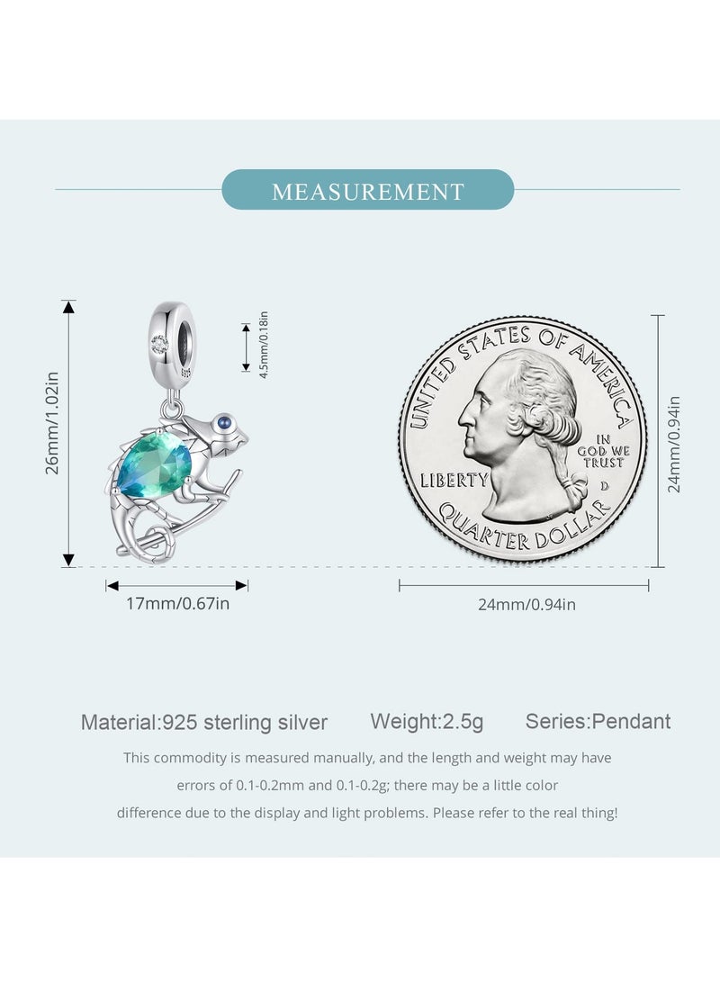 Excefore 925 Sterling Silver Animal Pendant Beads, Bead Charms for Bracelets, Girls Jewelry Beads Women Gift Bracelets and Necklaces, Crystal Everyday Accessories (Chameleon Pendant) - Image 5