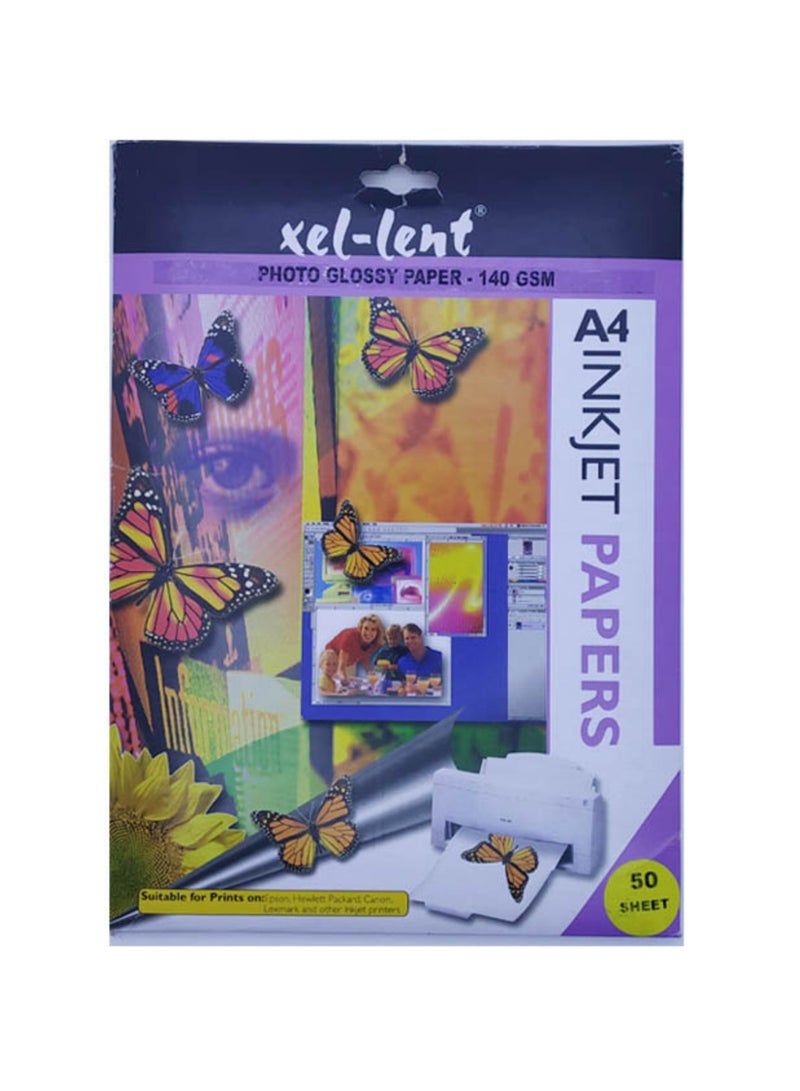 Delight ورق لامع، 50 ورقة، 140 جرام لكل متر مربع، حجم A4 - Image 1