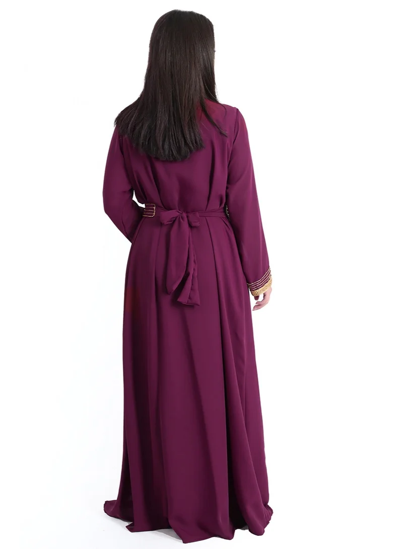 IKKXA Crystal Craft Dazzling Threadwork Purple Kaftan IKW1110