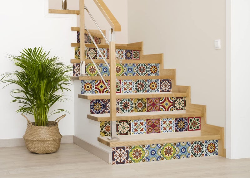 Mi Alma Tile Stickers 24 PC Set Authentic Traditional Talavera Tiles Stickersl Bathroom & Kitchen Tile Decals Easy to Apply Just Peel & Stick Home Decor 6x6 Inch (Mexican Spanish 24pc C55) - Image 5