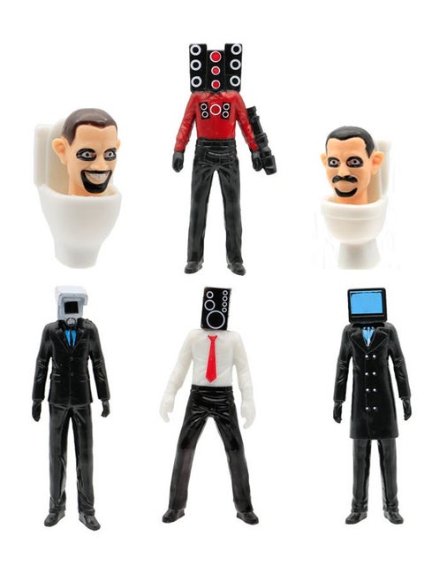 6-Piece Skibidi Toilet Action Figure Set, Sound Man/TV Man/Monitor Man/Toilet Man Model Statue Figure Toy, for Desktop Decorations/Collectibles, Gifts for Fans, Friends, 0.18kg