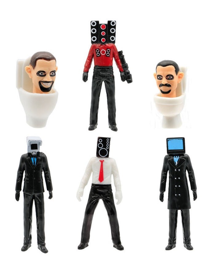 6-Piece Skibidi Toilet Action Figure Set, Sound Man/TV Man/Monitor Man/Toilet Man Model Statue Figure Toy, for Desktop Decorations/Collectibles, Gifts for Fans, Friends, 0.18kg  - Image 1