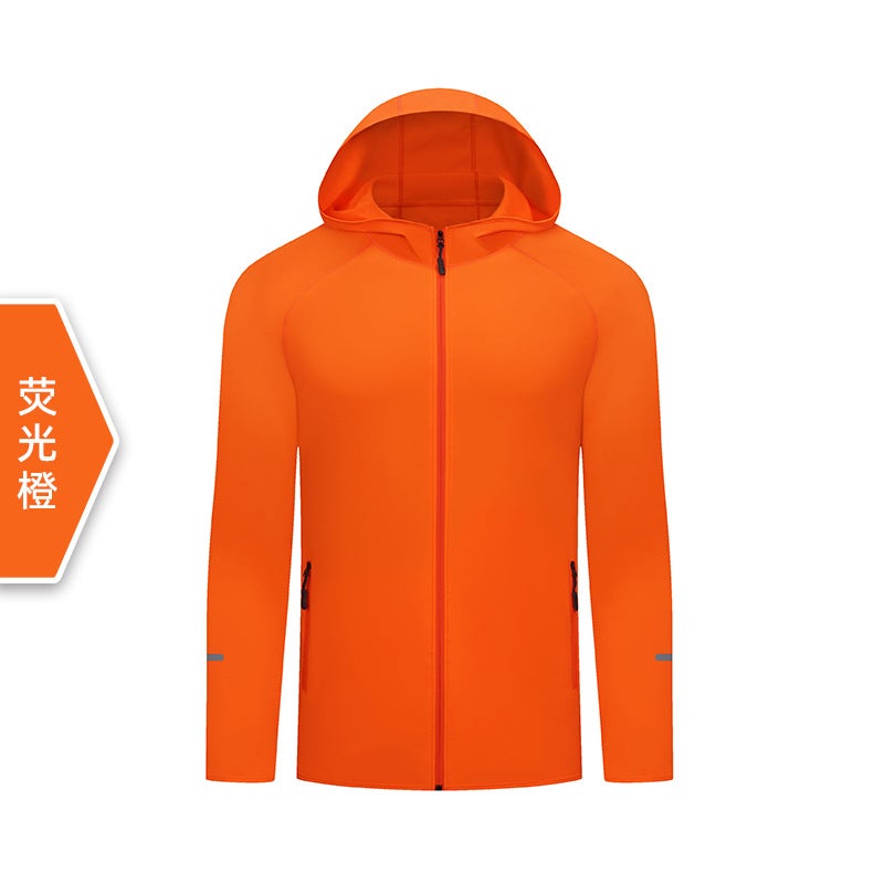 Generic Mens and Womens Running Windbreaker Lightweight Jacket Autumn Long-sleeved Zipper Hoodie Quick-drying Outdoor Windproof Jacket Orange
